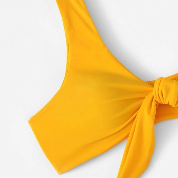 3 For $25! Yellow Tie Front High Waist Cheeky Bikini - Picture 4 of 4